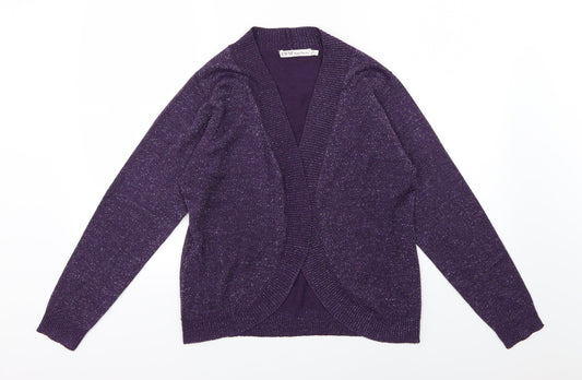 EWM Womens Purple  Knit Cardigan Jumper Size M