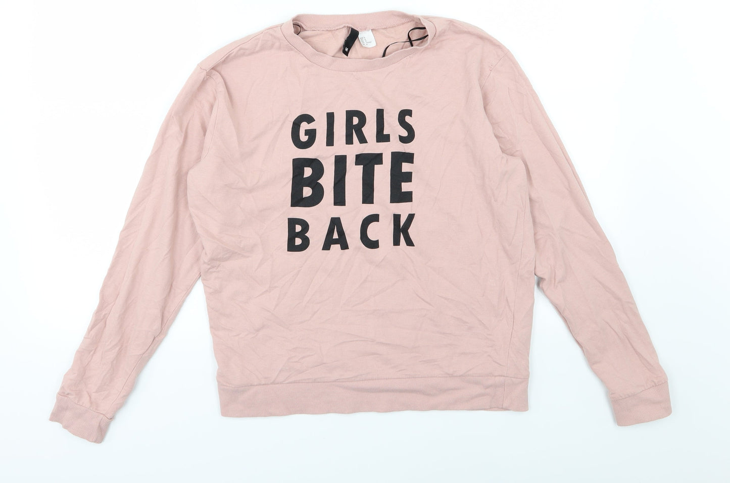 H&M Womens Pink  Jersey Pullover Sweatshirt Size M  - Girls Bite Back