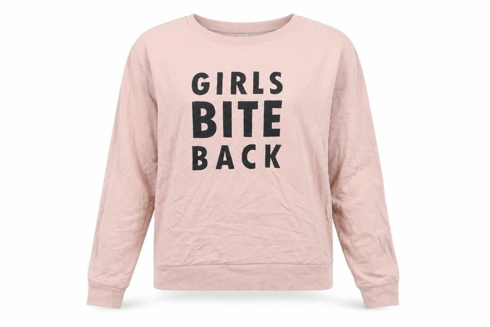 H&M Womens Pink  Jersey Pullover Sweatshirt Size M  - Girls Bite Back