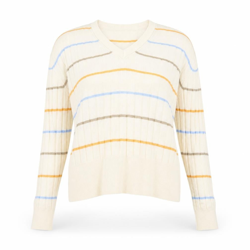 Marks & Spencer Womens Ivory Striped Knit Pullover Jumper Size L