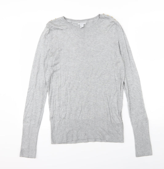 H&M Womens Grey  Knit Pullover Jumper Size L