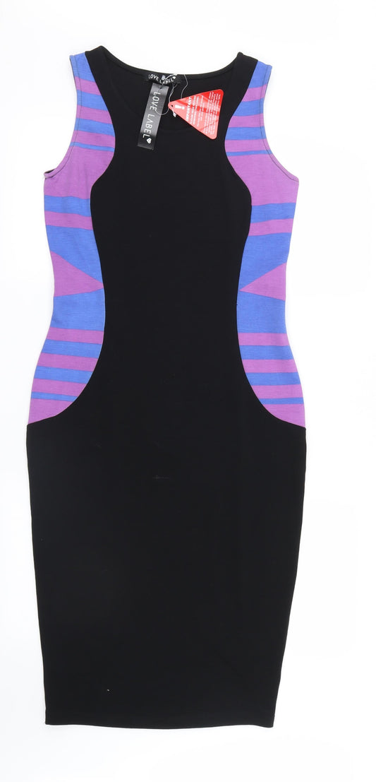 Love Label Womens Black Striped  Shirt Dress  Size 10