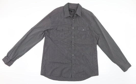 Marks and Spencer Mens Grey Striped   Button-Up Size L