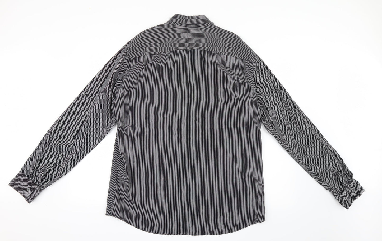 Marks and Spencer Mens Grey Striped   Button-Up Size L