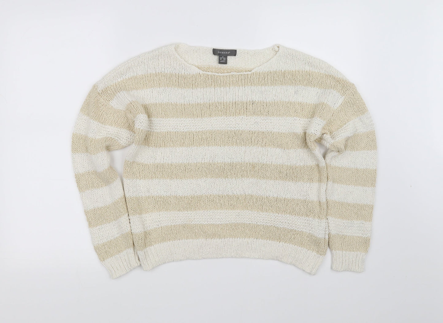 Primark Womens Beige Striped  Pullover Jumper Size M