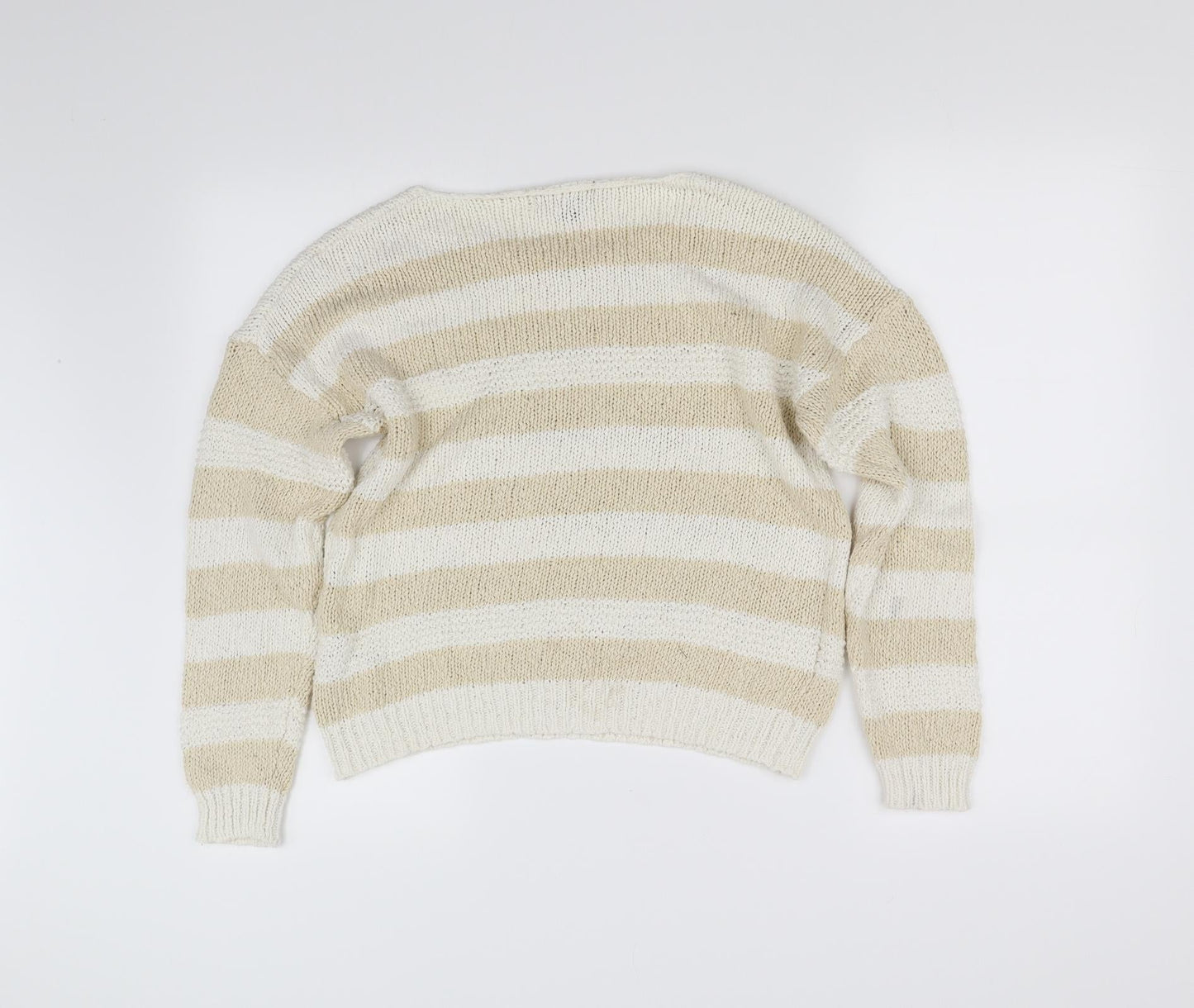 Primark Womens Beige Striped  Pullover Jumper Size M