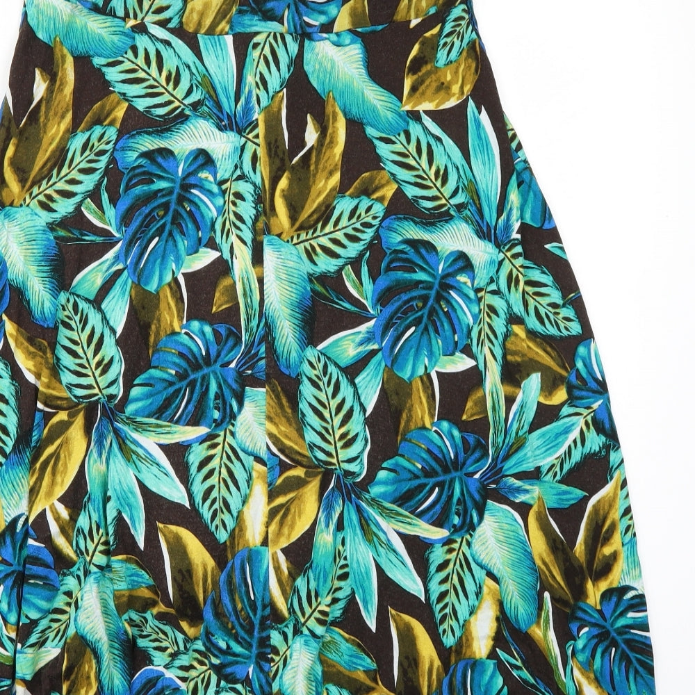 TU Womens Brown Floral Rayon A-Line  Size M