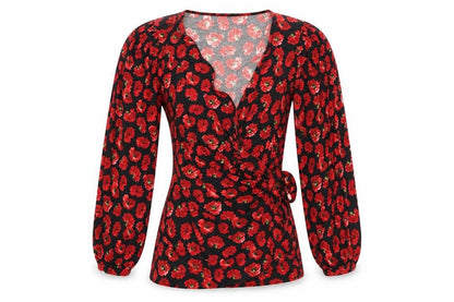 Pull&Bear Womens Black Floral  Basic Blouse Size S