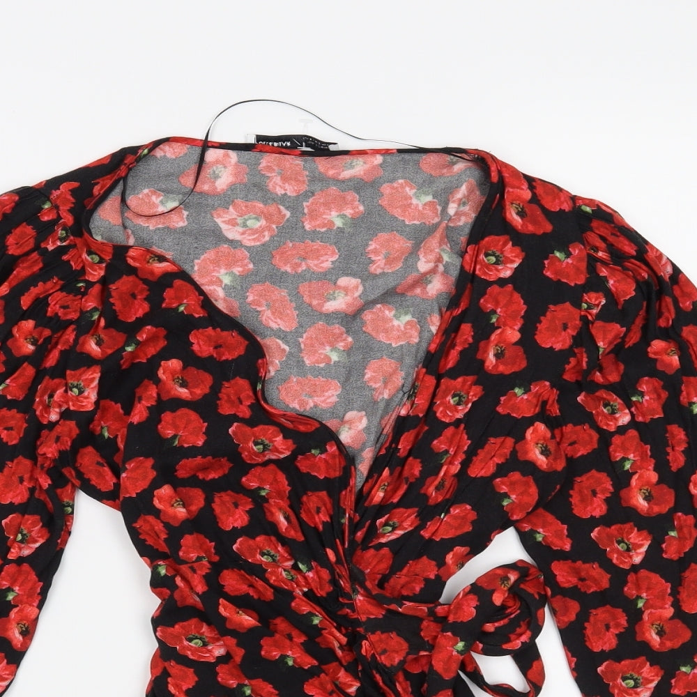 Pull & Bear Womens Black Floral  Basic Blouse Size S