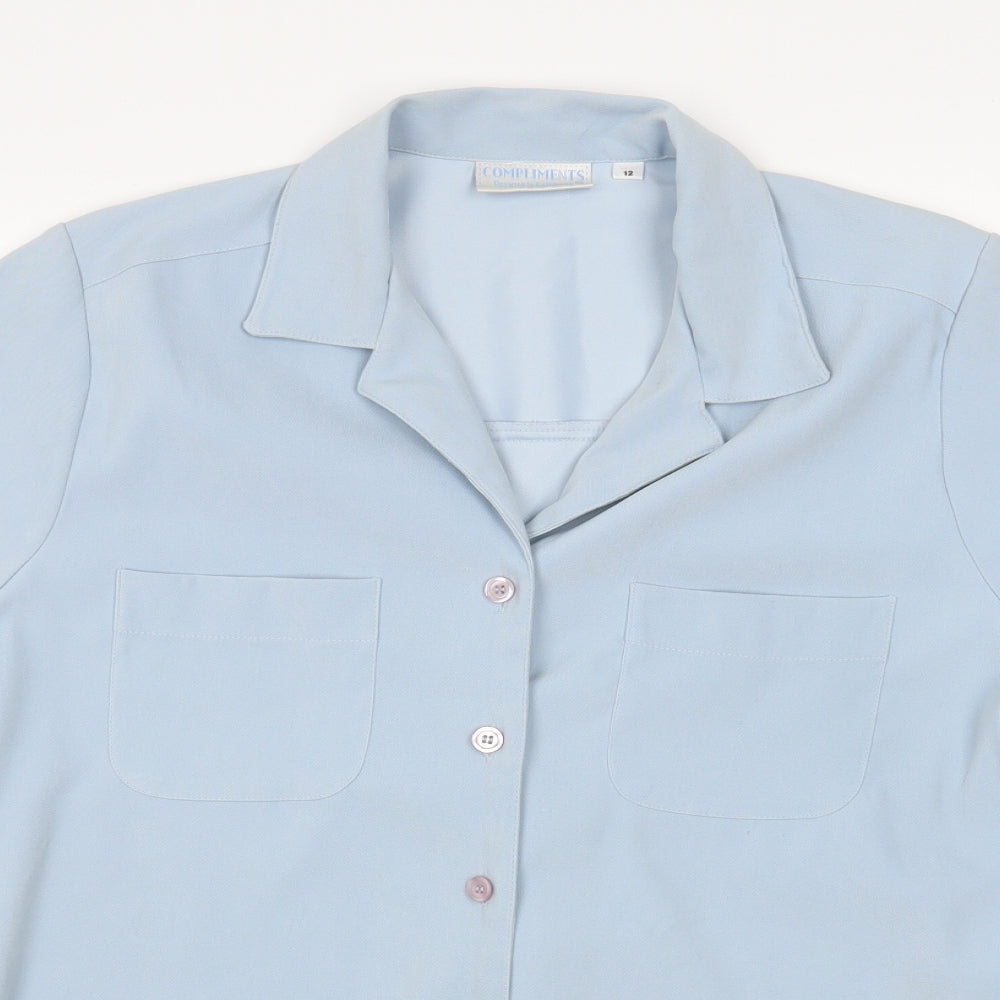 Compliments Womens Blue   Basic Blouse Size 12