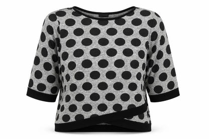 Luca Vanucci Womens Grey Polka Dot  Pullover Jumper Size S