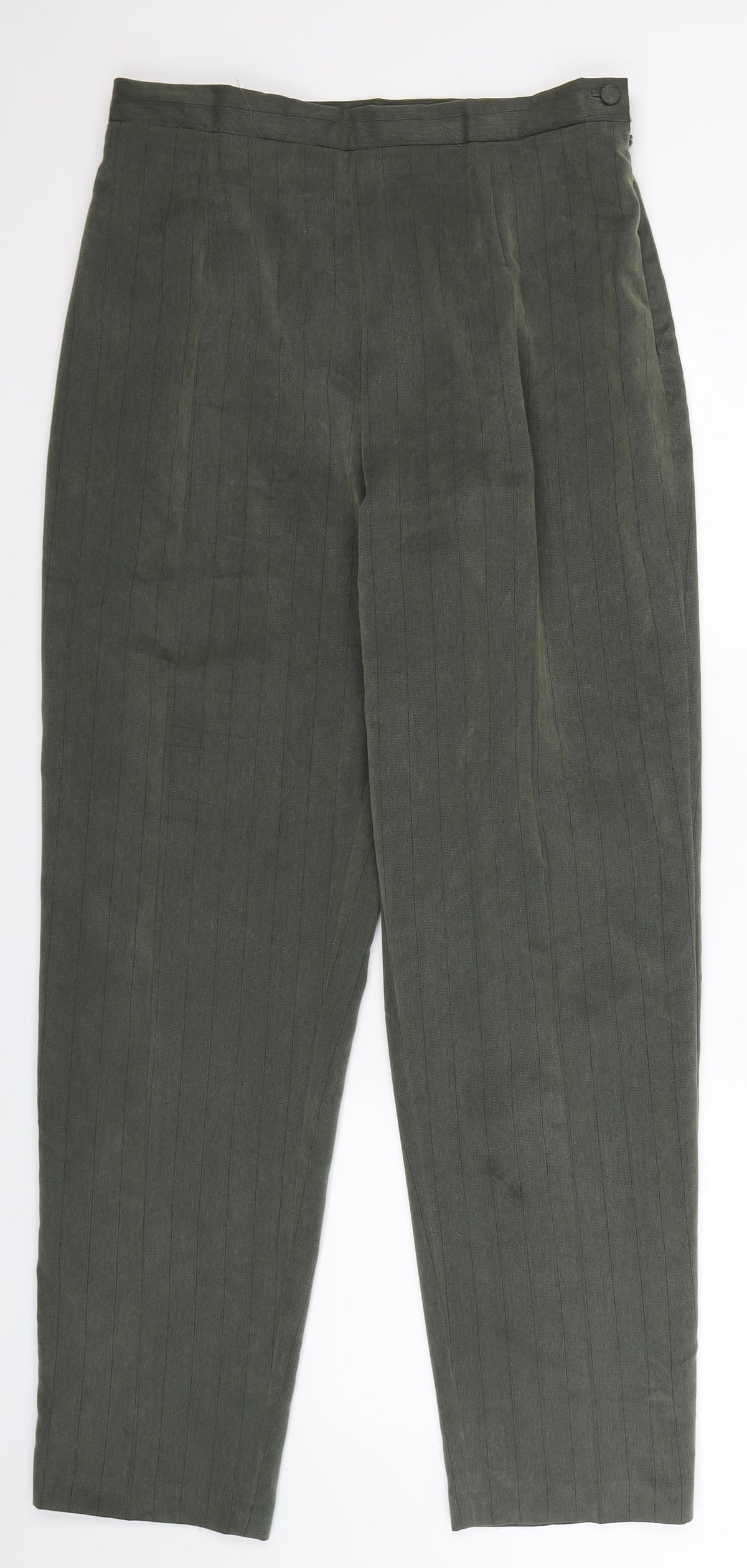 Preworn Womens Grey Striped  Trousers  Size 14 L31 in