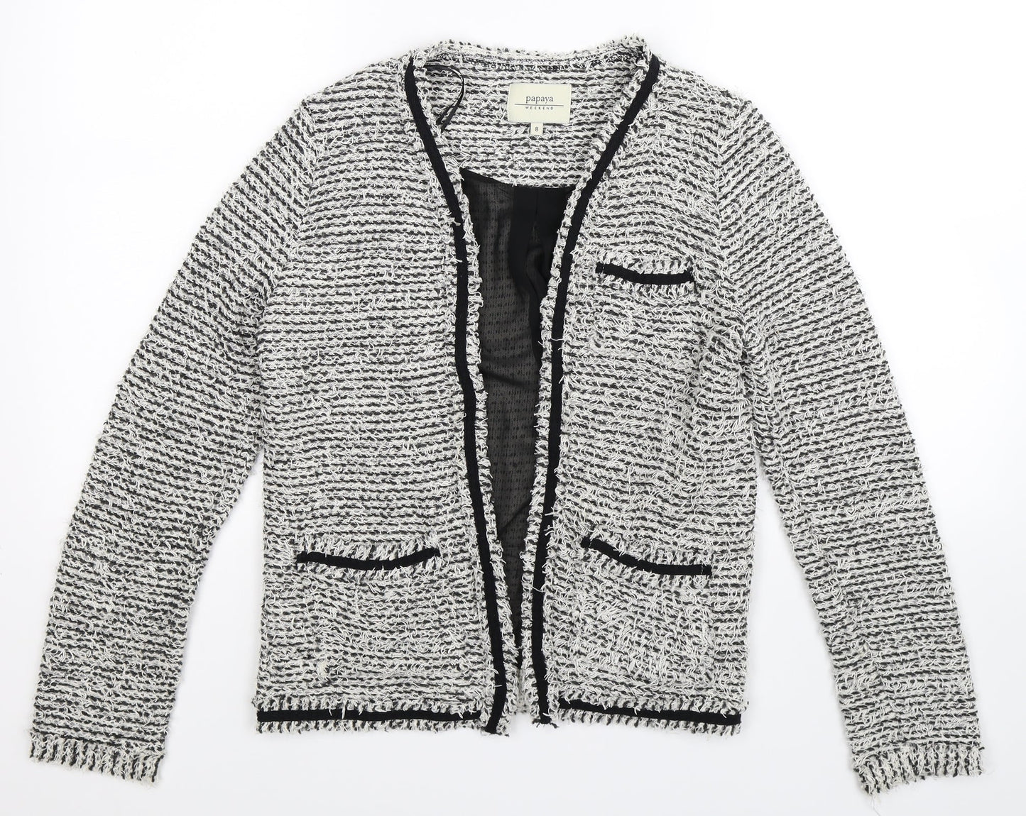 Papaya Womens Grey Striped  Jacket Blazer Size 8