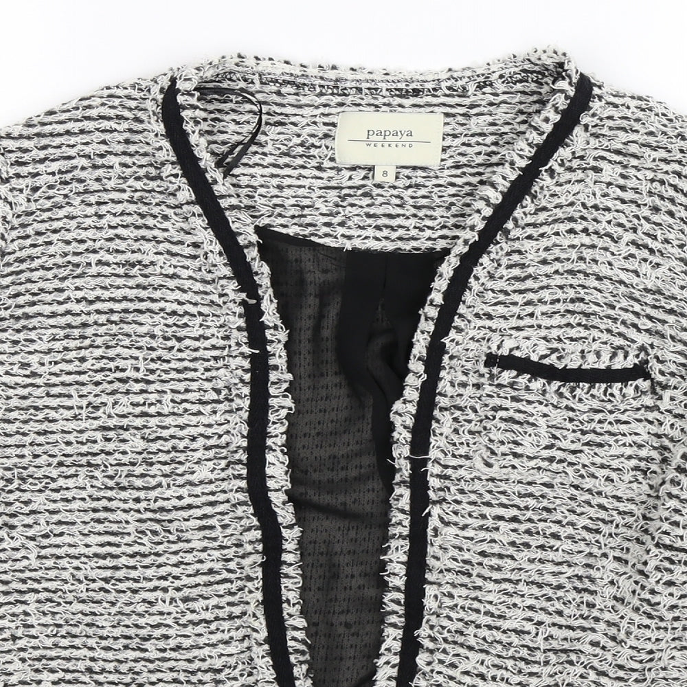 Papaya Womens Grey Striped  Jacket Blazer Size 8