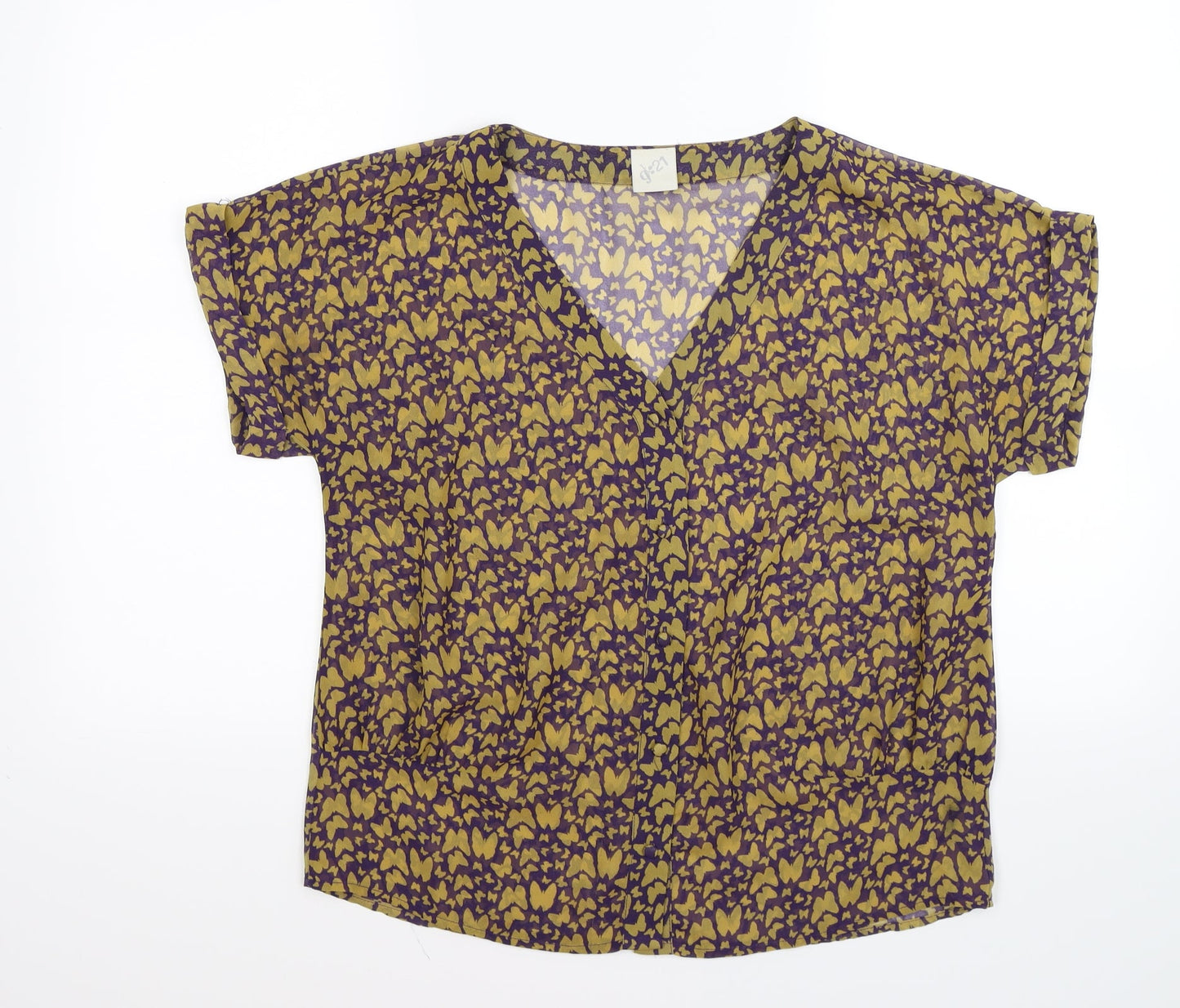 George Womens Purple Animal Print Chiffon Basic Blouse Size 12  - butterflies