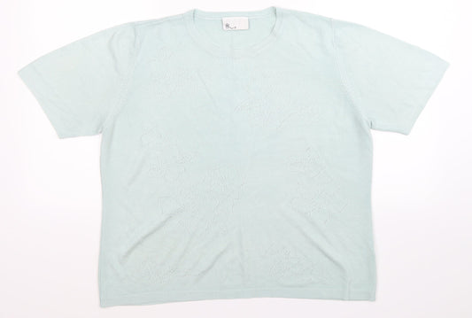 BHS Womens Green Floral Knit Pullover Jumper Size 18  - mint