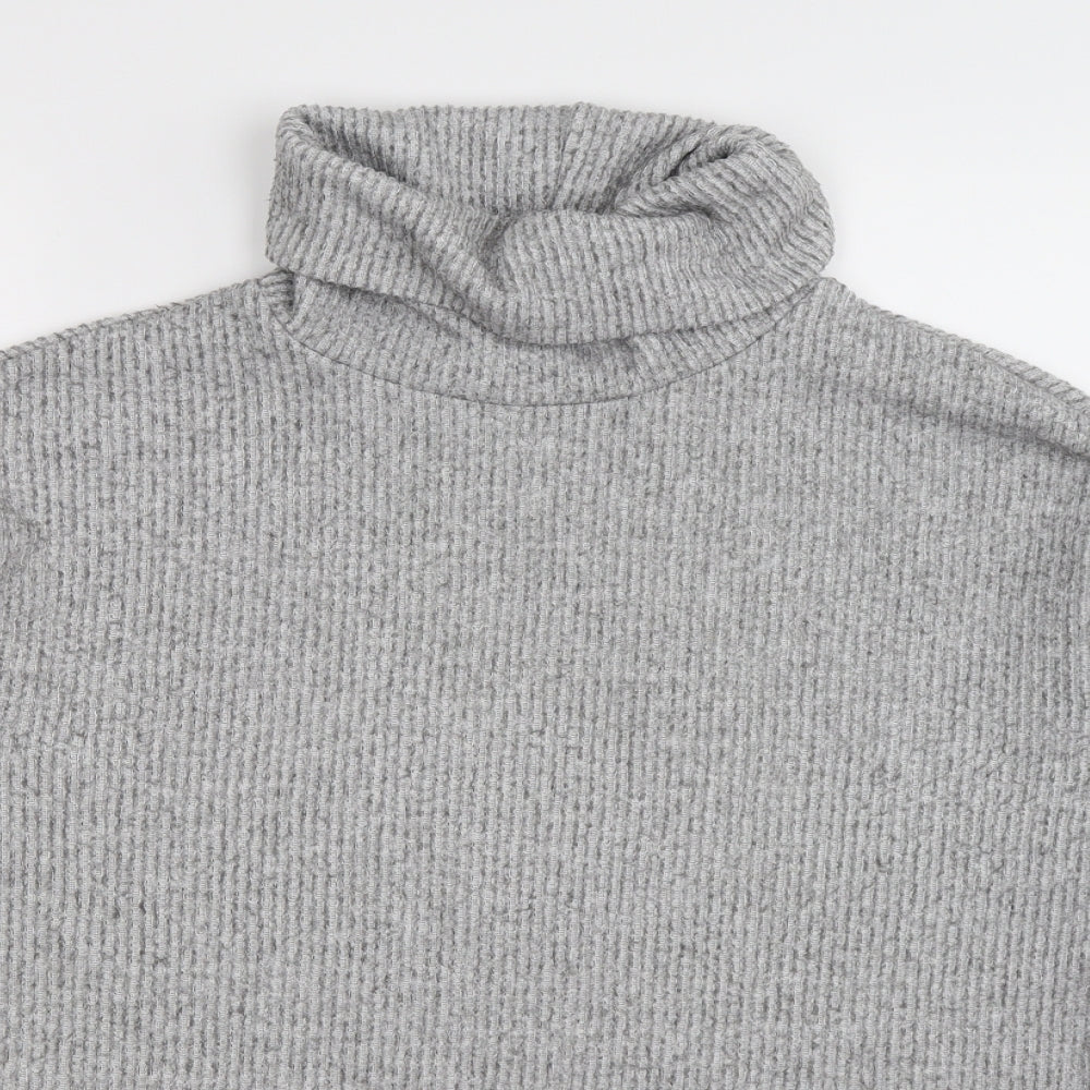 New Look Womens Grey Striped Knit Pullover Jumper Size M