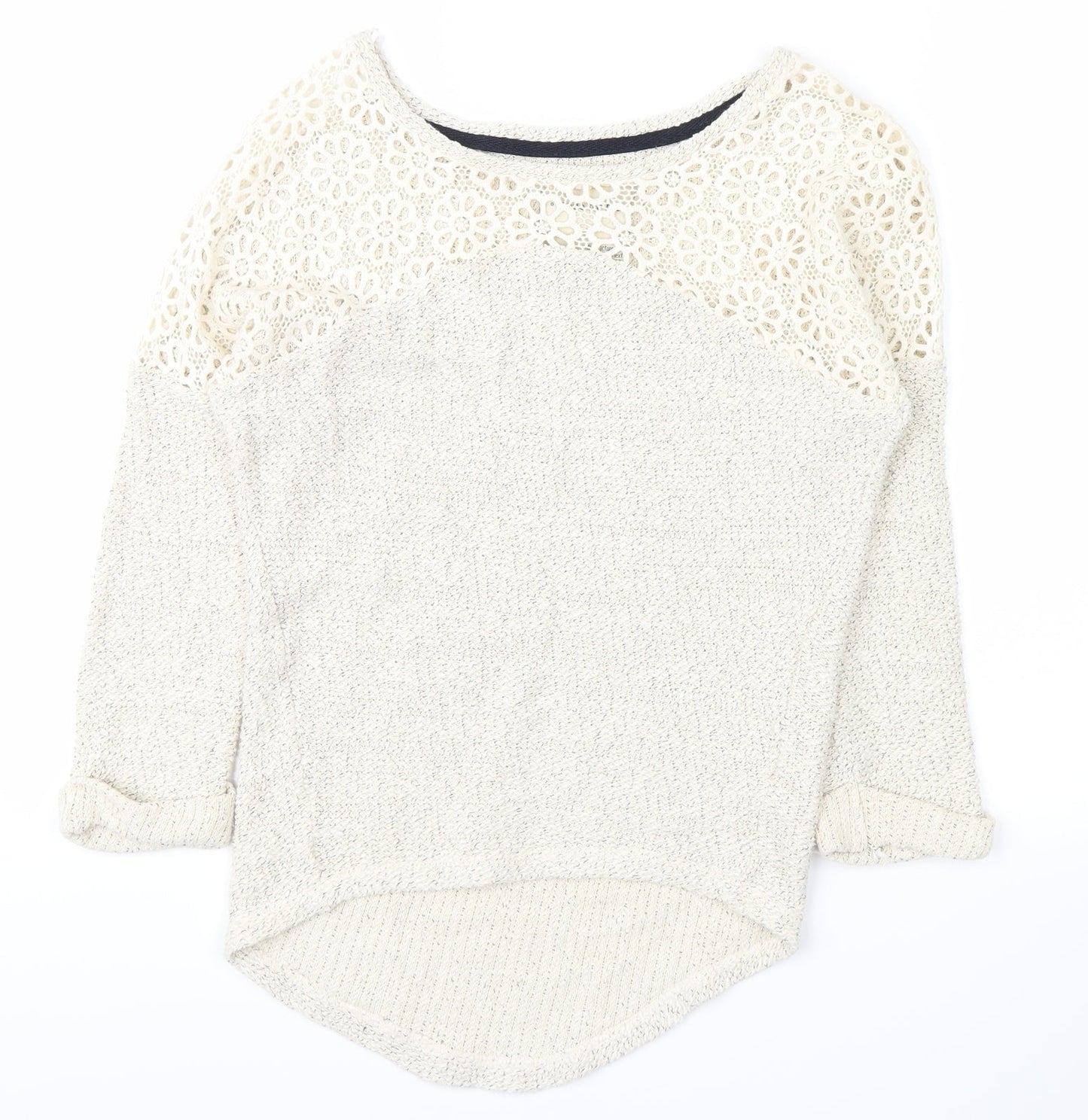 made for you Womens White Floral  Pullover Jumper Size 6