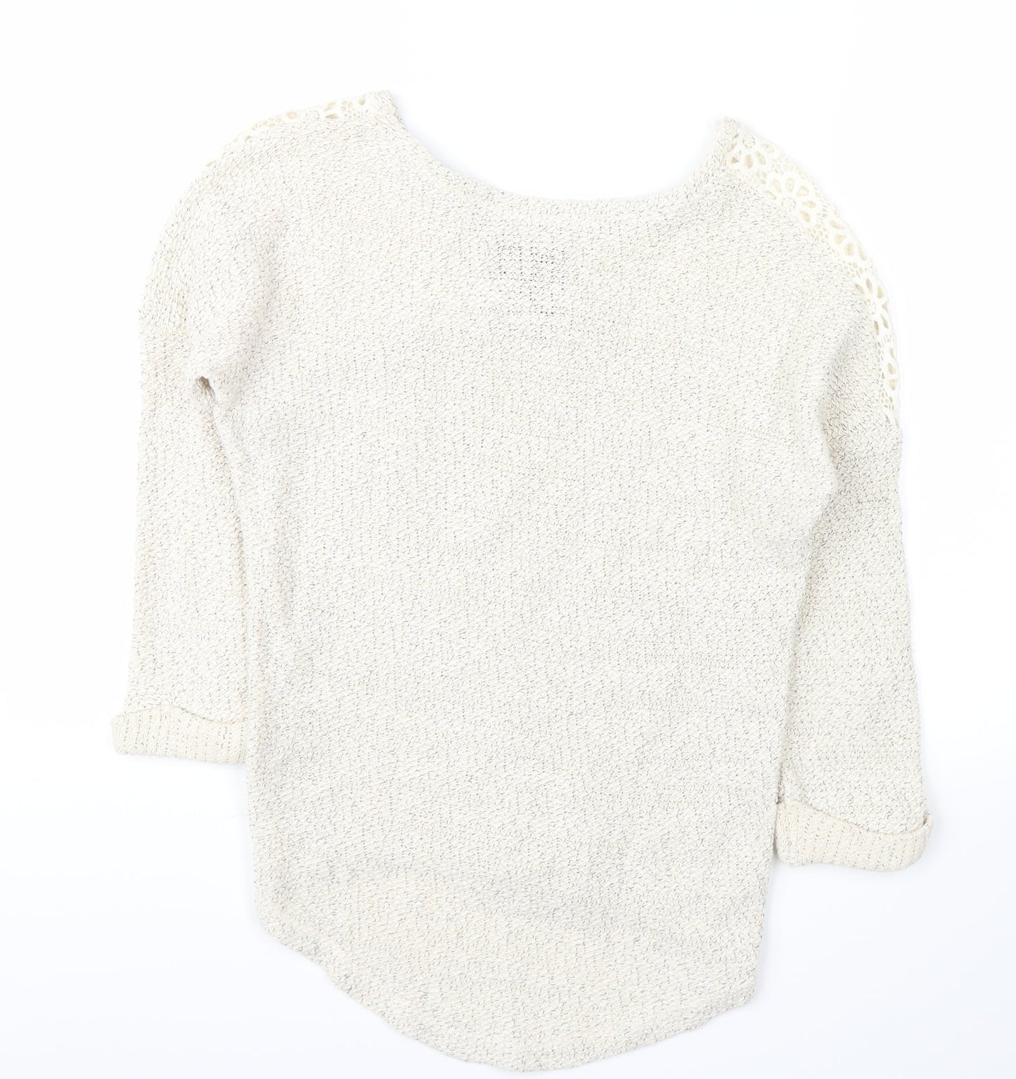 made for you Womens White Floral  Pullover Jumper Size 6