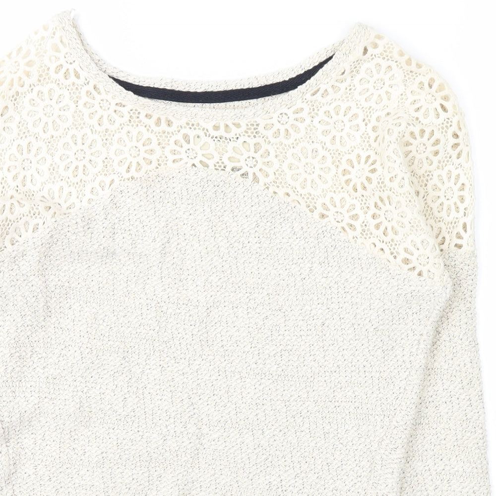 made for you Womens White Floral  Pullover Jumper Size 6