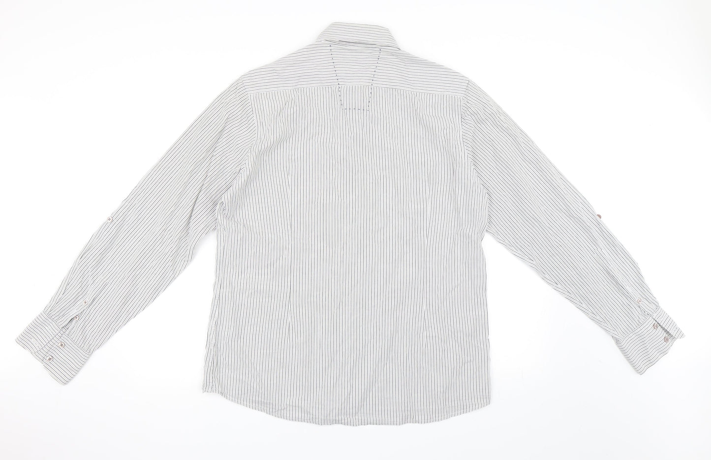 Topman Mens White Striped   Button-Up Size L