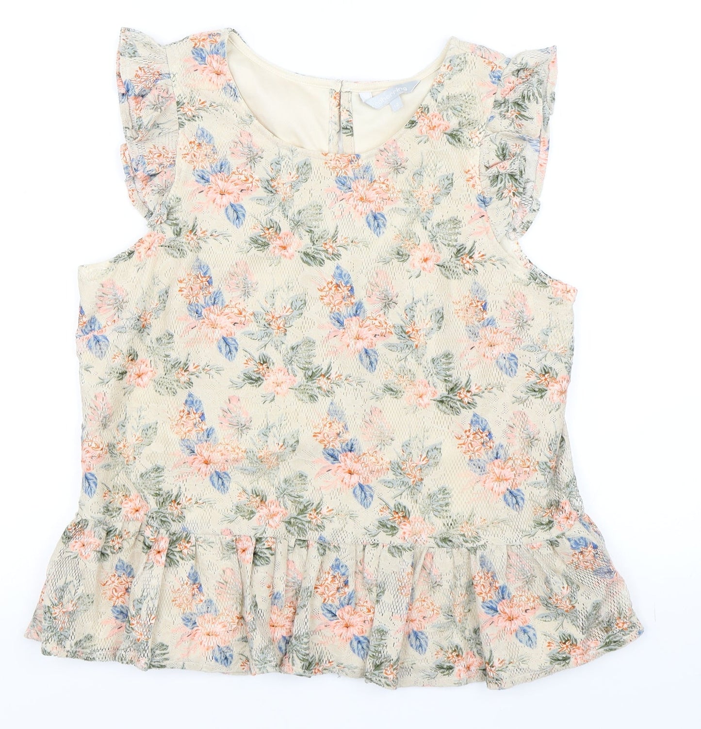 Red Herring Womens Beige Floral  Basic Blouse Size 12