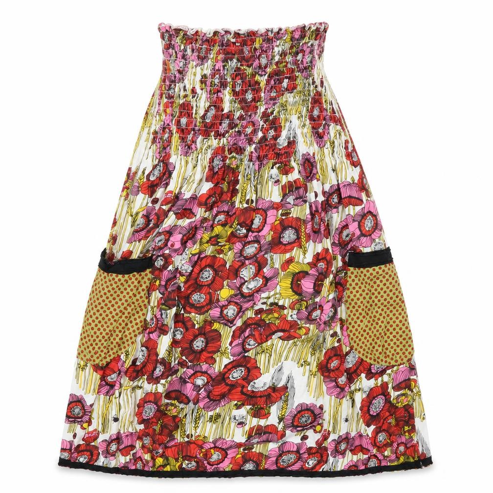 Preworn Girls White Floral  Fit & Flare  Size L