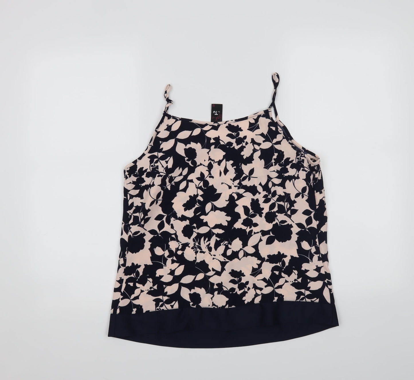 TU Womens Blue Floral  Basic Tank Size 12