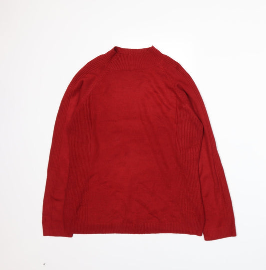 //text Womens Red  Knit Pullover Jumper Size L