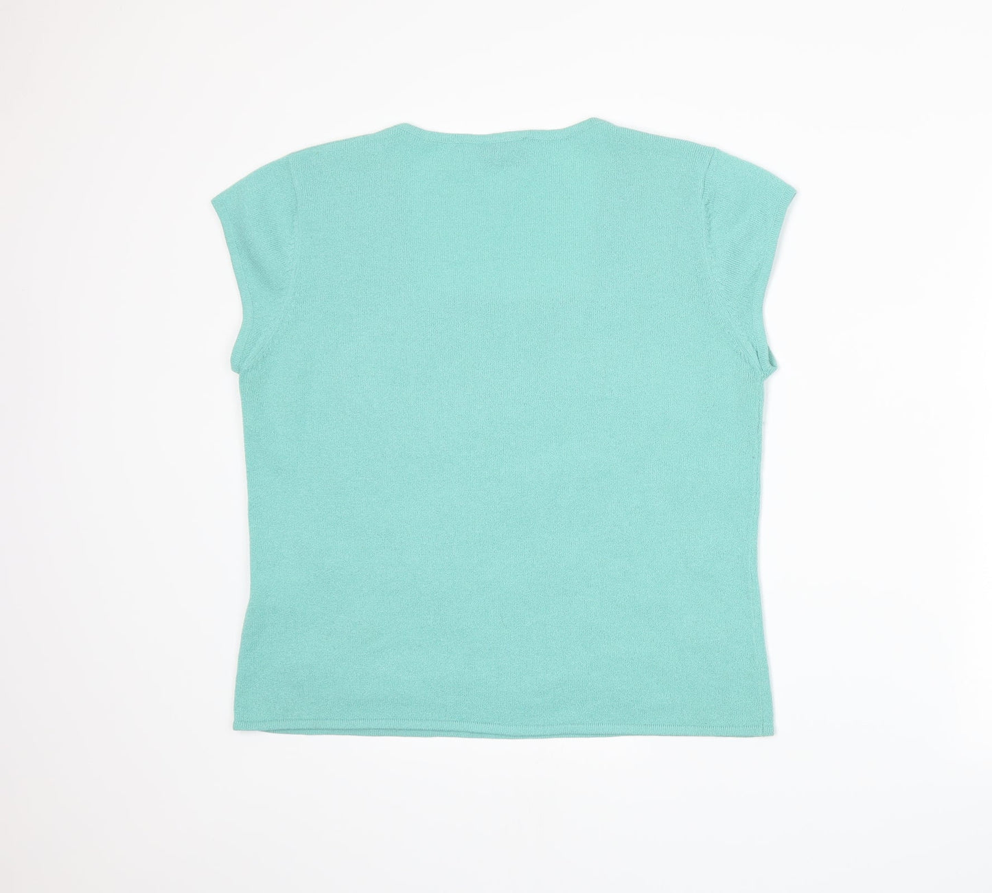Alex & Co Womens Green  Knit Basic T-Shirt Size 14