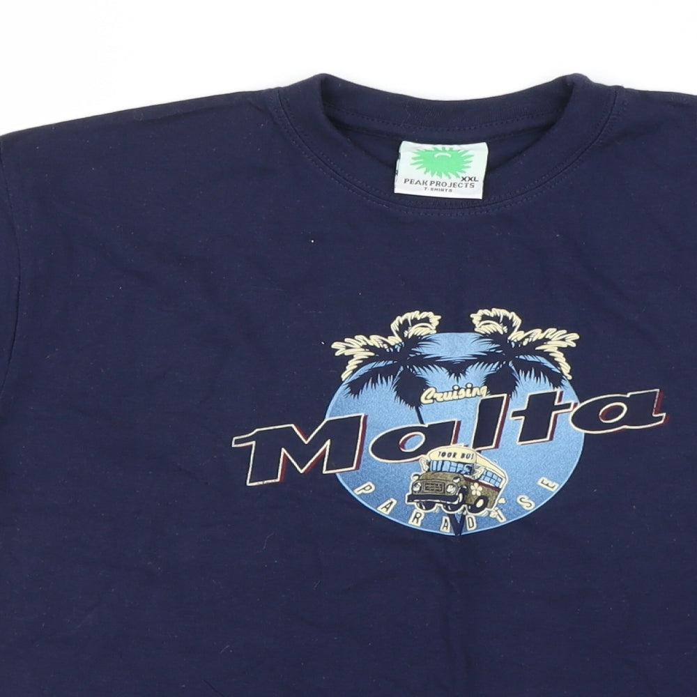 peak projects Boys Blue   Basic T-Shirt Size 2XL