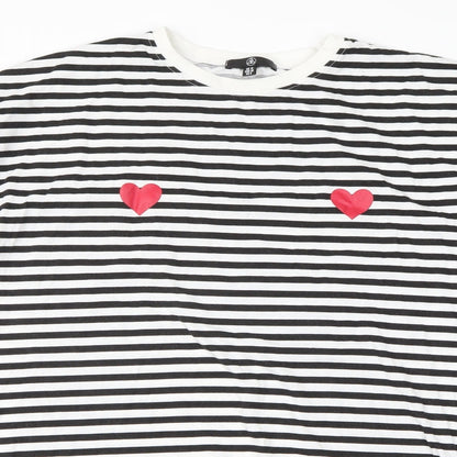 Missguided Womens Black Striped  Basic T-Shirt Size 10