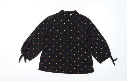 Preloved Preworn Womens Black Polka Dot  Basic Blouse Size 6 - Front
