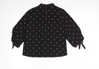Preloved Preworn Womens Black Polka Dot  Basic Blouse Size 6 - Back