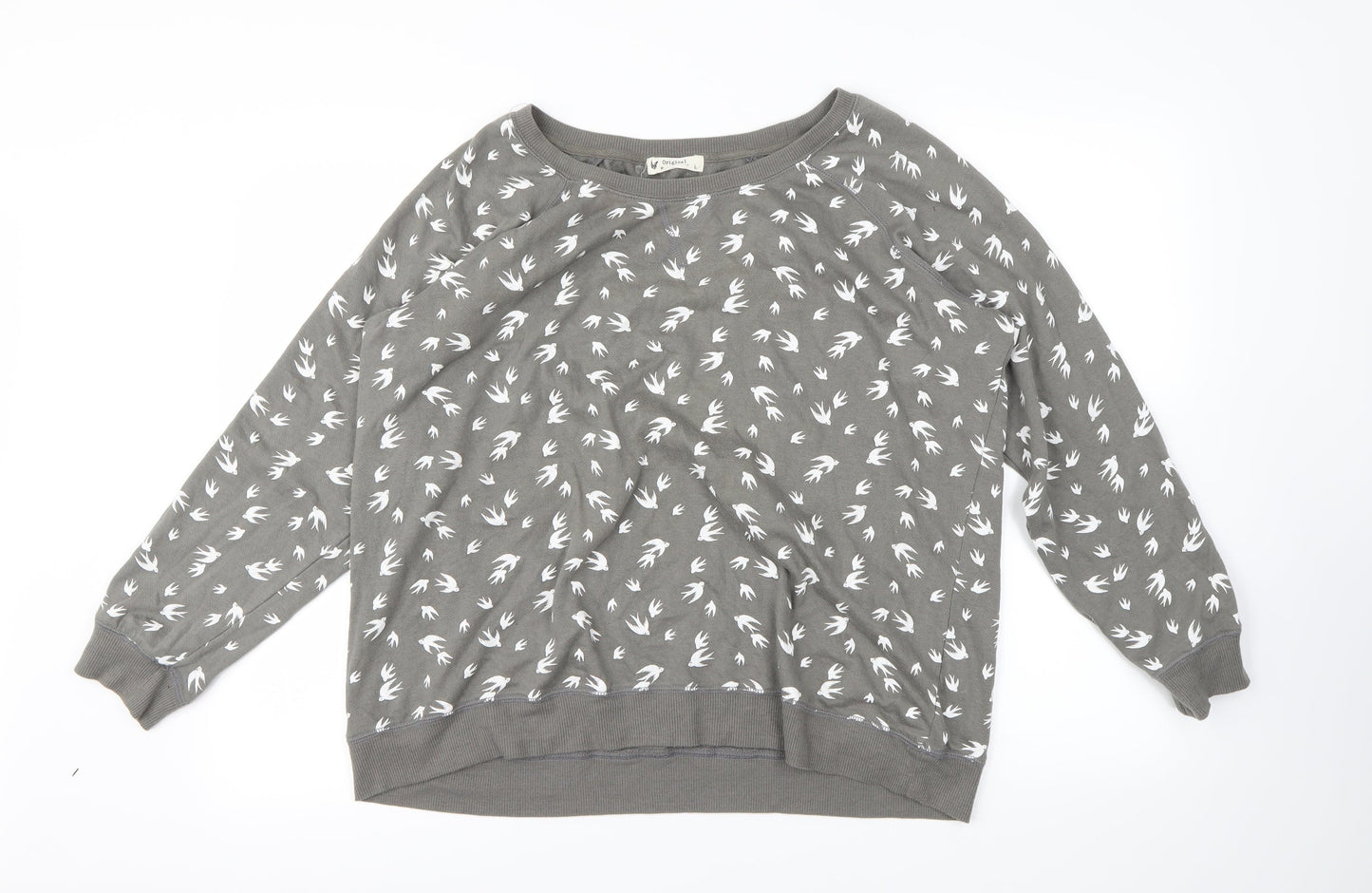 Original Essentials Womens Grey Animal Print  Pullover Jumper Size L