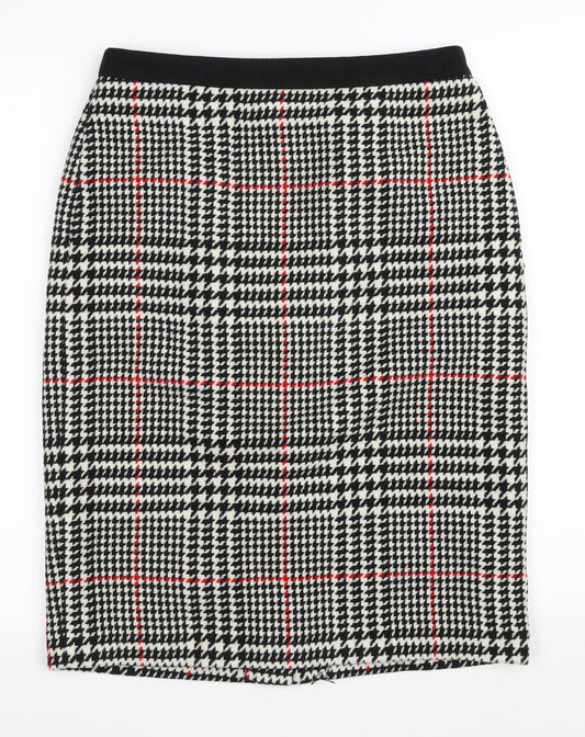 Clements Ribeiro Womens Black Houndstooth  A-Line Skirt Size S