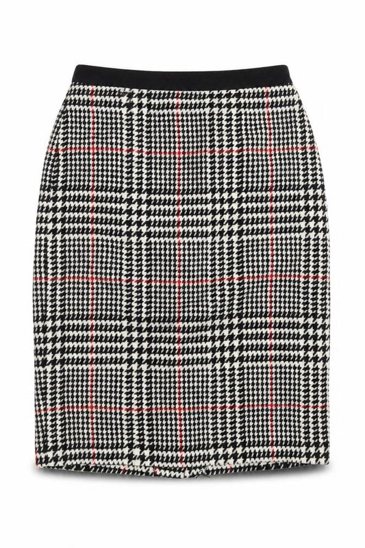 Clements Ribeiro Womens Black Houndstooth  A-Line Skirt Size S