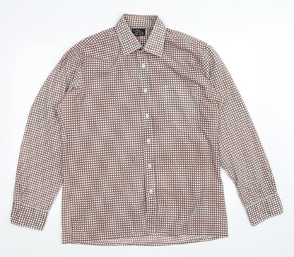 Preworn Womens Brown Geometric  Basic Button-Up Size 40