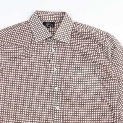 Preworn Womens Brown Geometric  Basic Button-Up Size 40