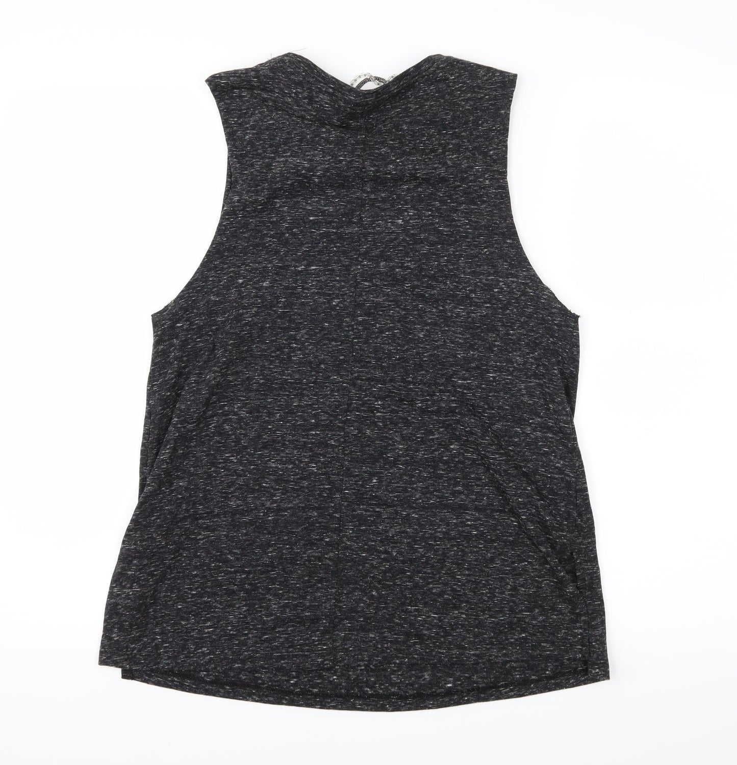 Topshop Womens Grey  Jersey Basic T-Shirt Size 10  - Embelished Neckline