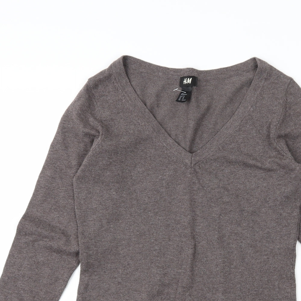 H&M Womens Grey  Knit Pullover Jumper Size XS