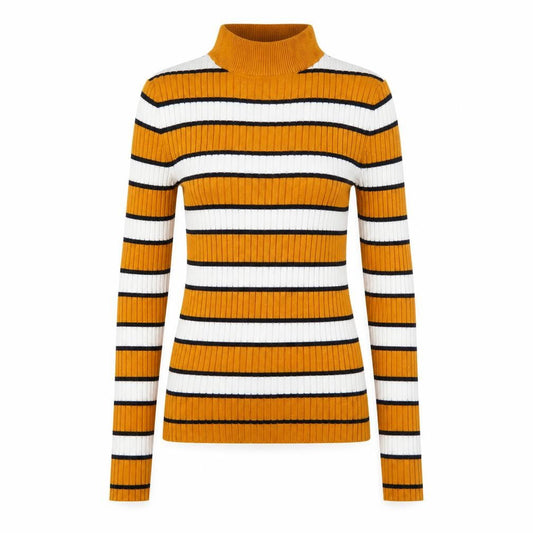 Bershka Womens Orange Striped Jersey Basic T-Shirt Size XS