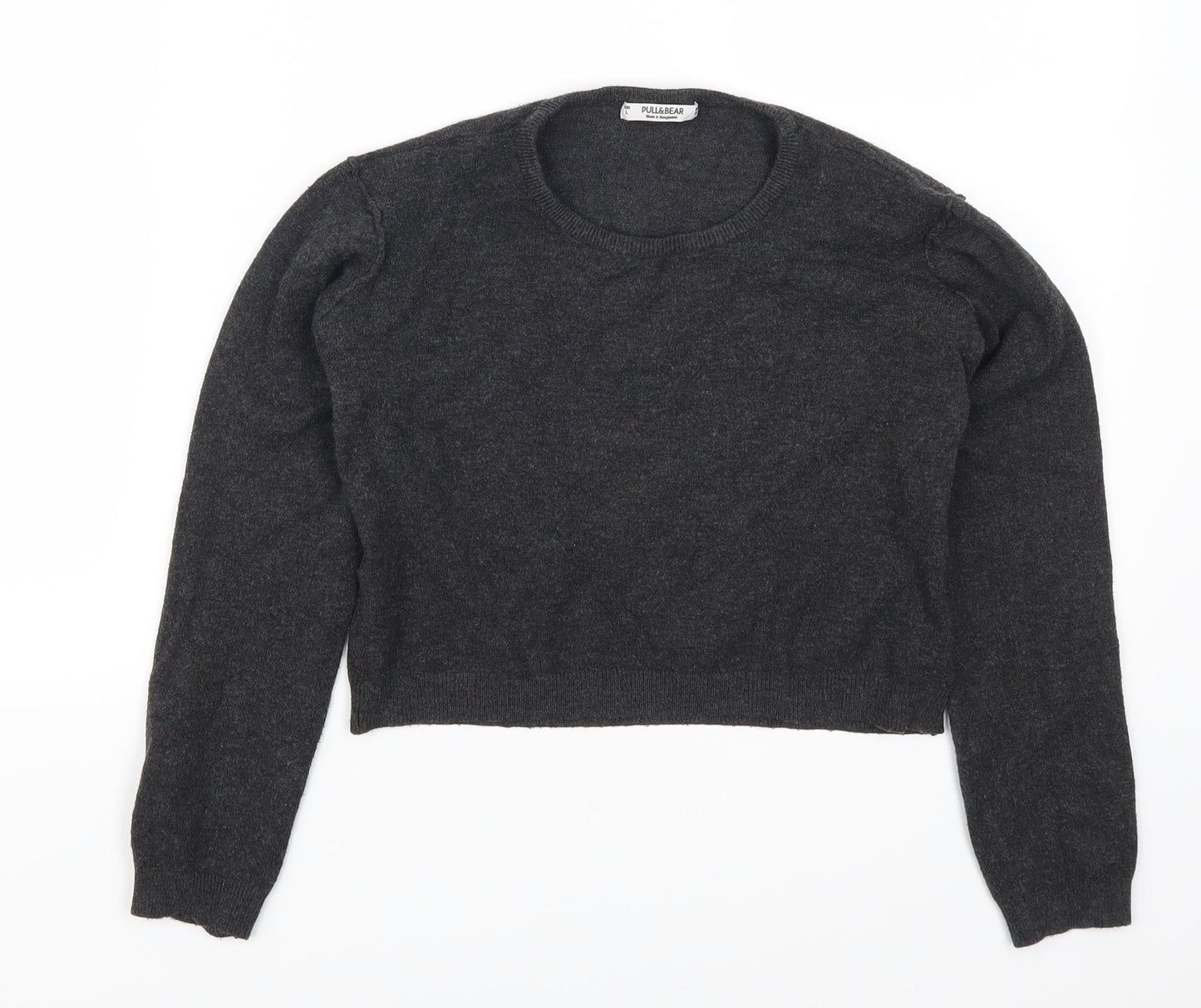 Pull & Bear Womens Grey   Pullover Jumper Size L  - Cropped