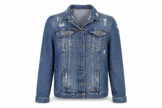 New Look Womens Blue  Denim Jacket  Size 6  - DISTRESSED