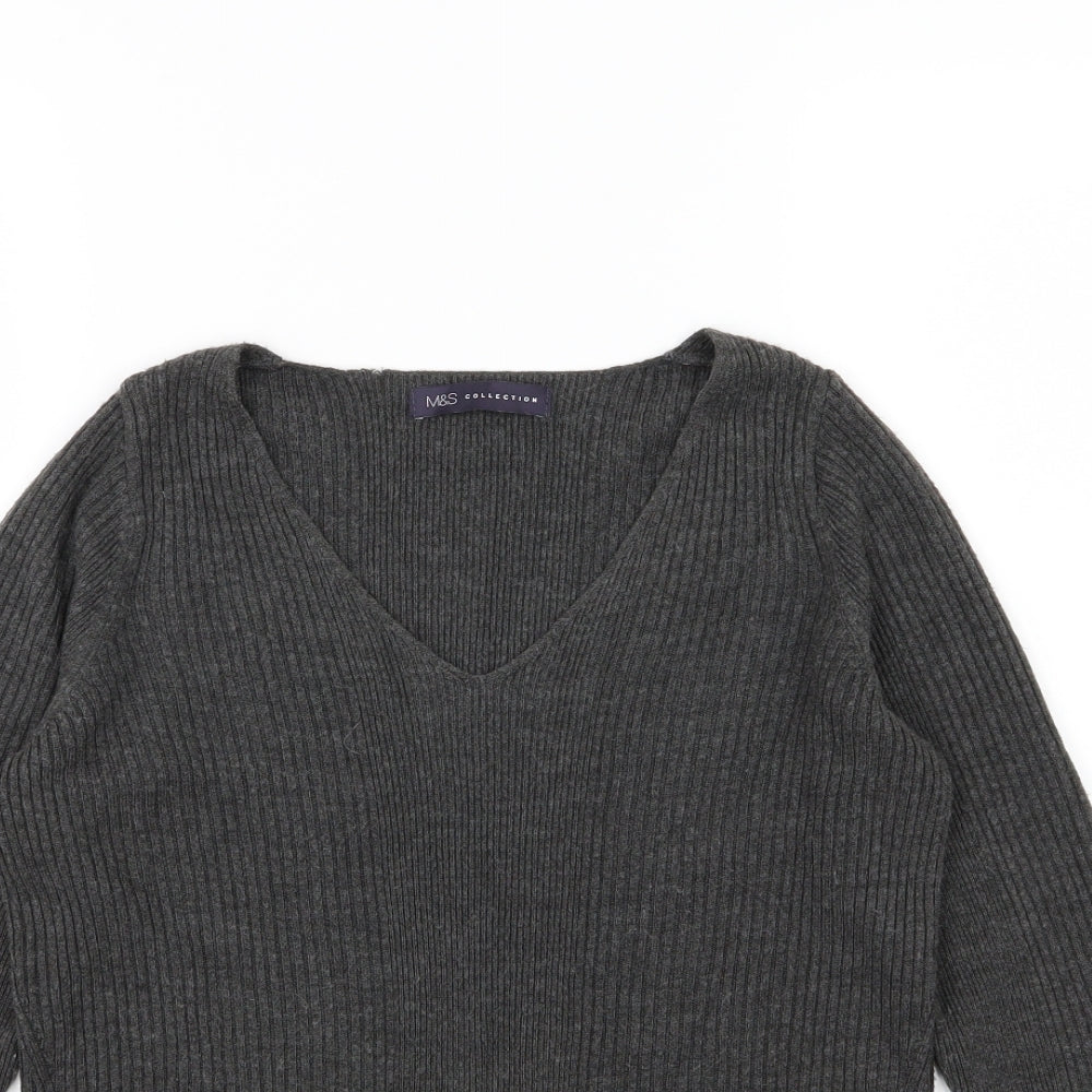 Marks and Spencer Womens Grey  Knit Pullover Jumper Size 8