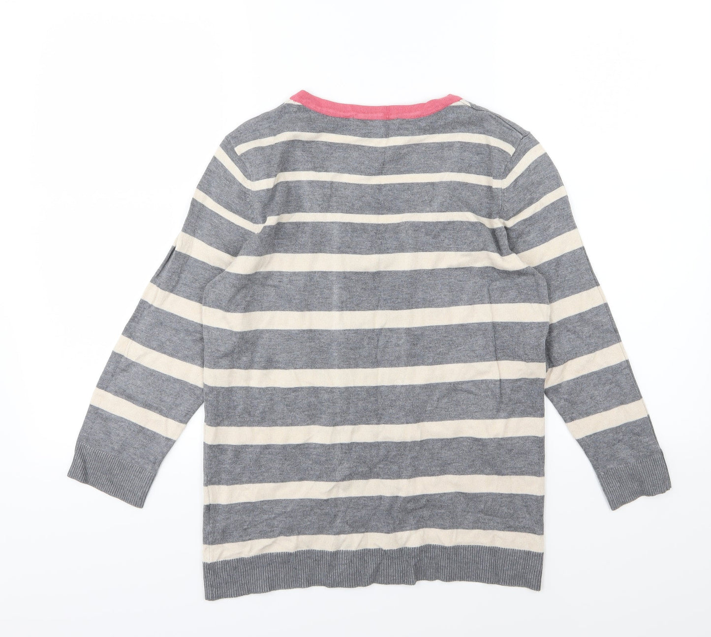 Julipa Womens Grey Striped Knit Pullover Jumper Size 12
