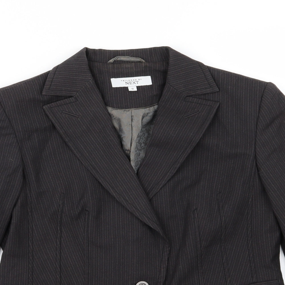 NEXT Womens Grey Striped  Jacket Suit Jacket Size 12