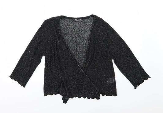 Alexara Womens Black  Knit Cardigan Jumper Size S