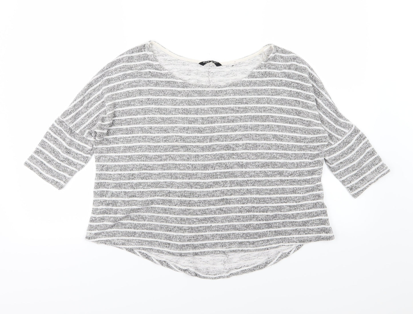 Select Womens Grey Striped Knit Pullover Jumper Size 12