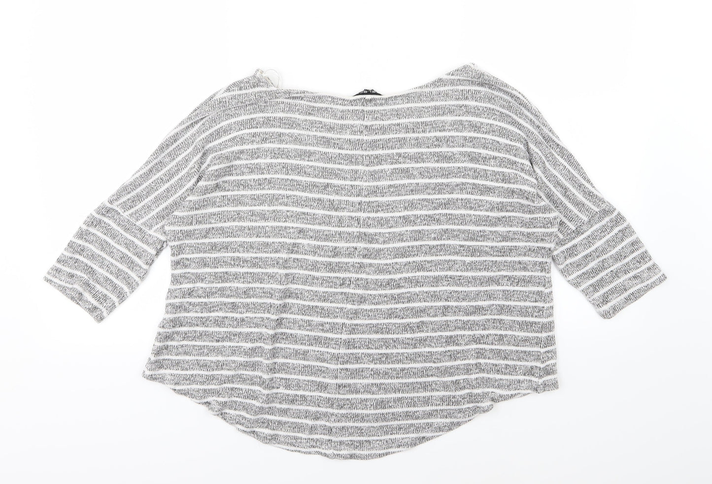 Select Womens Grey Striped Knit Pullover Jumper Size 12